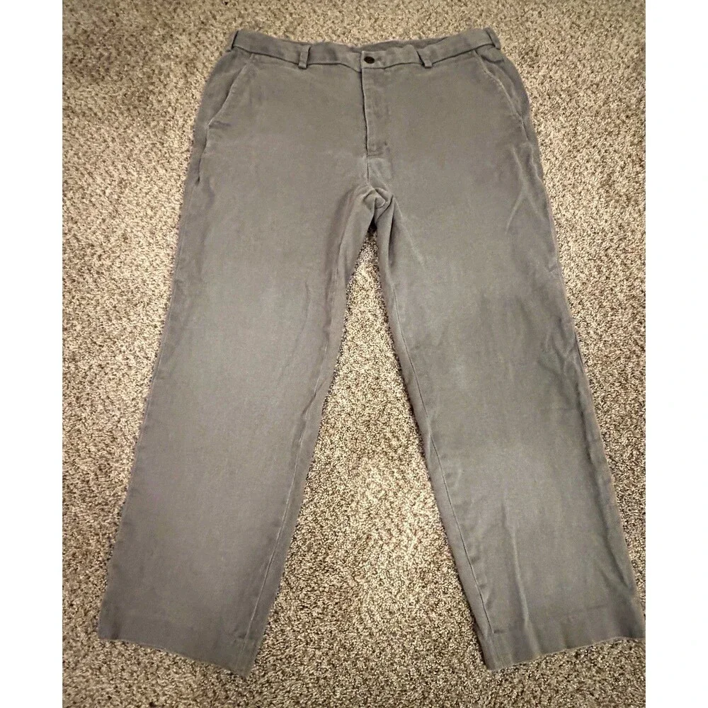 Brooks Brothers Clark Chino Pants Gray 40W Corduroy Stretch Straight Flat Front